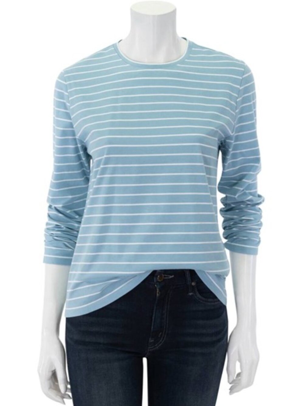 Kule Modern Long Sleeve Tee, Size S, Frost Blue/White